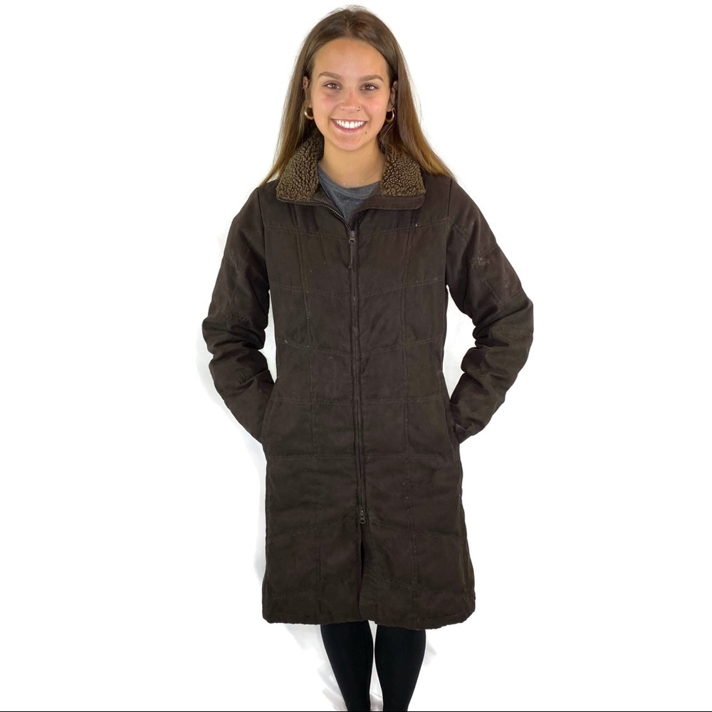 L.L. Bean Goose Down Brown Puffer Long Coat size Small